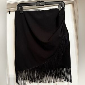 Windsor Black Asymmetrical Fringe Sexy Skirt